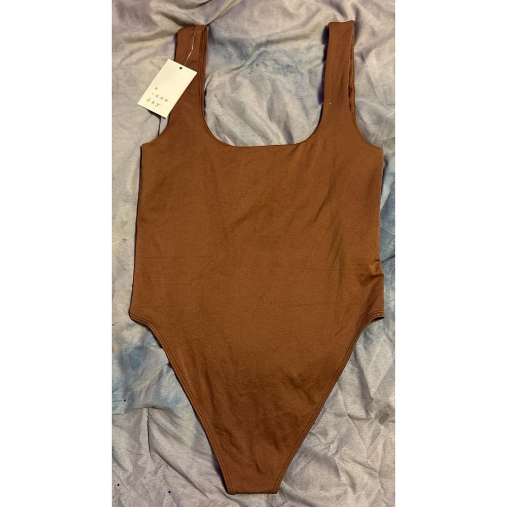 NEW A New Day Women's Scoop Neck Tank Top Bodysuit In Rust w/ Support, XS